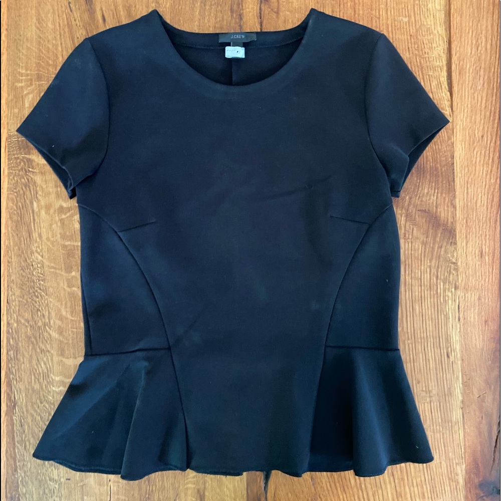J. Crew Classic Black Top, Flattering Peplum Waist, Great Wardrobe Basic, Sz Sml